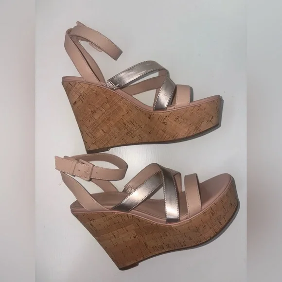 Guess Platform Cork Wedge Rose Gold Nude - Picture 10 of 16